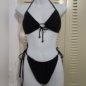 Classic Black Tie-Side Bikini - Women's Swim Top & Bottom